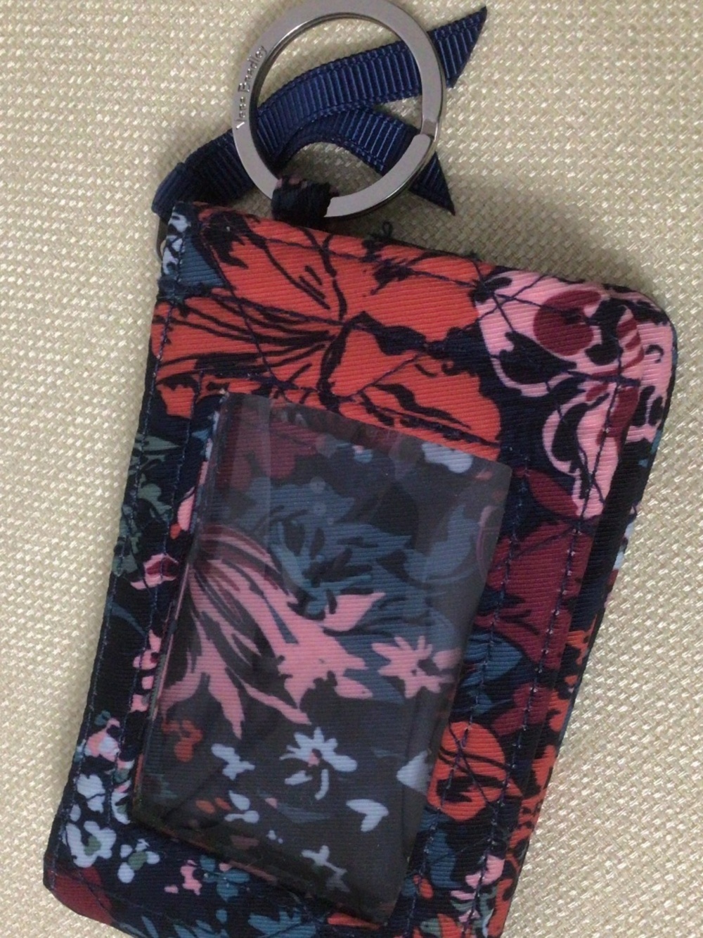 Vera Bradley RFID Deluxe Zip ID Case Wallet in Cabbage Rose Cabernet Print